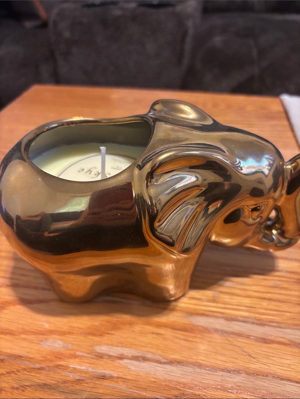 Gold Elephant Candle Holder with Built-In Votive
